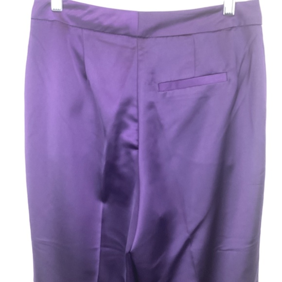 Jason Wu Purple Satin Wide Leg trouser pants size 6 High Rise NWOT - Picture 5 of 10